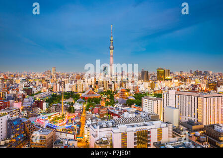 Tokyo, Japan city skyline over Asakusa at twilight. Stock Photo