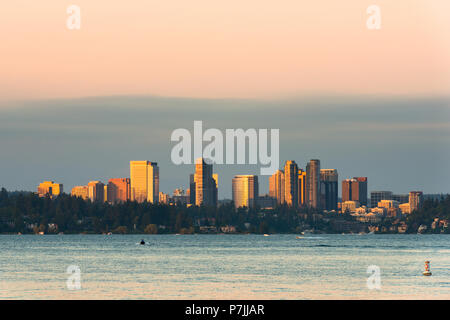 Skyline of downtown Bellevue, Seattle Metropolitan area, Washington State, USA Stock Photo