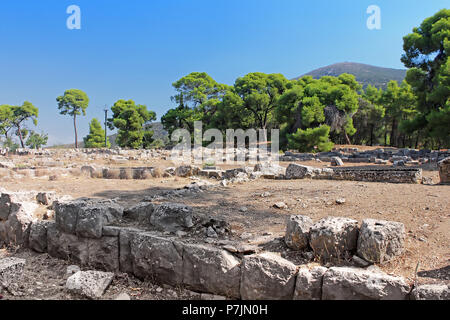 Ruins of ancient temple in Epidavros, Greece in a summer day Stock Photo