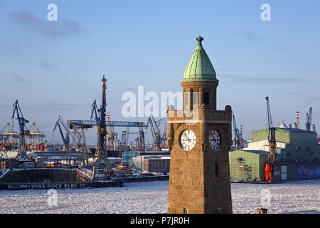 Harbour of St. Pauli, Saint Pauli gangplankes, Steinwerder, Hanseatic town Hamburg, North Germany, Germany, Europe, Stock Photo