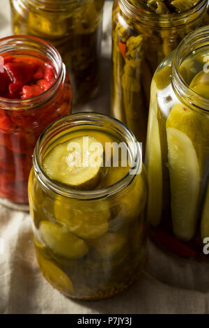 Homemade Pickled Vegetables in Jars Ready to Eat Stock Photo