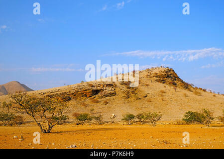 highly eroded mountains at the dry river Hoanib in Namibia, Kaokoland Stock Photo
