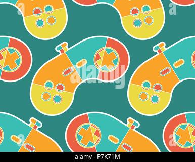 Joystick pattern seamless. Gamepad ornament. Game controller Vector background Stock Vector