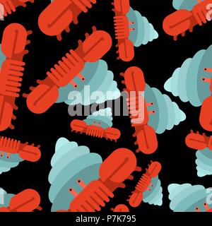 Crab hermit pattern seamless. Crab in shell background. Marine animal ornament Vector illustration Stock Vector