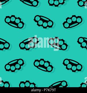Brass knuckles pattern seamless. Weapon bully vector background Stock Vector