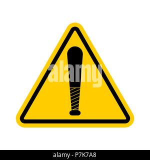 Attention Baseball bat. Caution Weapon Robber. Red Road prohibitory ...
