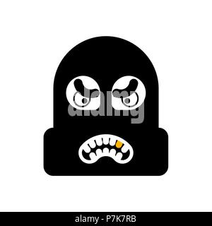 Robber face. Rogue head. Burglar hat. thief vector illustration Stock Vector