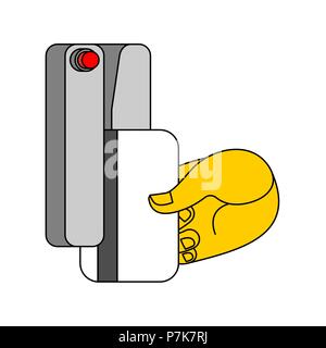 Card for opening door and hand. Electronic key. Vector illustration Stock Vector