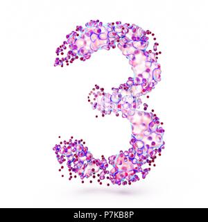 3D Number 3 with abstract biological texture Stock Photo