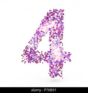 3D Number 4 with abstract biological texture Stock Photo