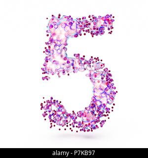 3D Number 5 with abstract biological texture Stock Photo