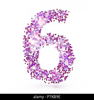 3D Number 6 with abstract biological texture Stock Photo