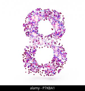 3D Number 8 with abstract biological texture Stock Photo