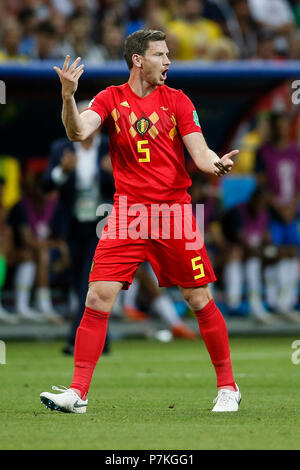 Kazan, Russia. 6th July 2018. Jan Vertonghen of Belgium during the 2018 FIFA World Cup Quarter Final match between Brazil and Belgium at Kazan Arena on July 6th 2018 in Kazan, Russia. (Photo by Daniel Chesterton/phcimages.com) Credit: PHC Images/Alamy Live News Stock Photo