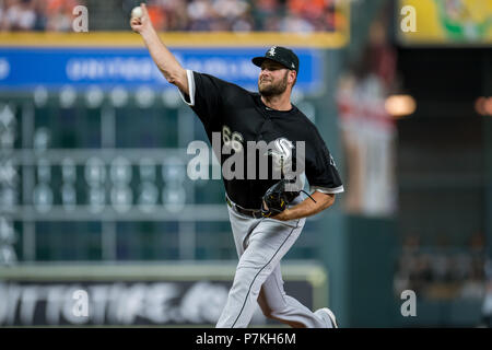 July 6, 2018: Chicago White Sox pitcher Carlos Rodon (55) blows a bubble  prior to a Major League Baseball game between the Houston Astros and the  Chicago White Sox at Minute Maid