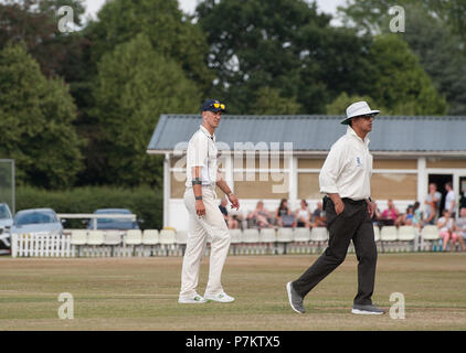 Shropshire, UK. 7 July 2018. Joe Hart the former England & Manchester City Goalkeeper playing local cricket for Shrewsbury CC on the same day as England football team were playing their World Cup 1/4 Final 2018 Credit: RICHARD DAWSON/Alamy Live News Stock Photo