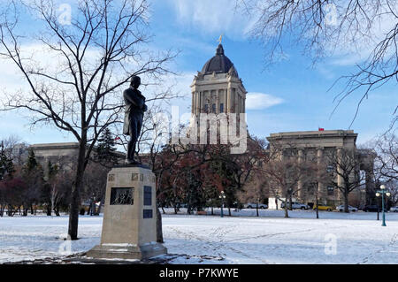 Winnipeg, Manitoba, Canada - 2014-11-21: Robert Burns Statue in front of Manitoba Legislative Building Stock Photo