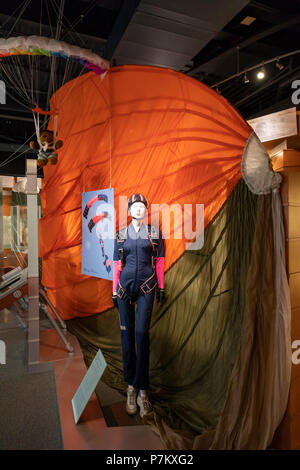 Dayton, Ohio - The Parachute Museum at the Dayton Aviation Heritage National Historical Park. The park includes six sites related to the invention of  Stock Photo