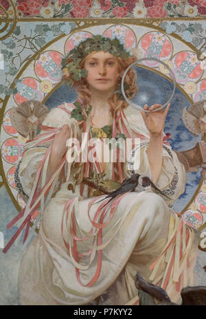 Alfons Mucha (1860-1939), Portrait of Josephine Crane-Bradley as Slavia (Slavia), 1908. National Gallery in Prague (Národní galerie v Praze).   Oil an Stock Photo