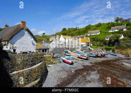 Fishing harbor, Cadgwith, Lizard Peninsula, Cornwall, England, UK Stock Photo