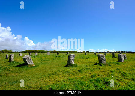 Merry Maidens or Rosemodress Circle, Bronze Age Stone Circle, near Penzance, Cornwall, England, United Kingdom Stock Photo