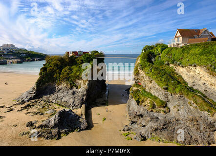 The Island, Towan Beach, Newquay, Cornwall, England, United Kingdom Stock Photo
