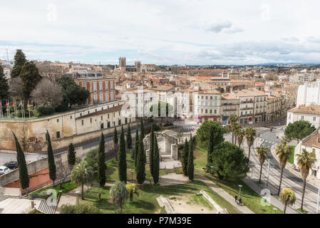 Montpellier, Herault, France, View over the old town with the 16th century cathedral Saint-Pierre de Montpellier. Stock Photo