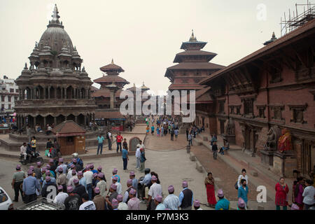 Durbar Square with pilgrims, Kathmandu, Nepal Stock Photo