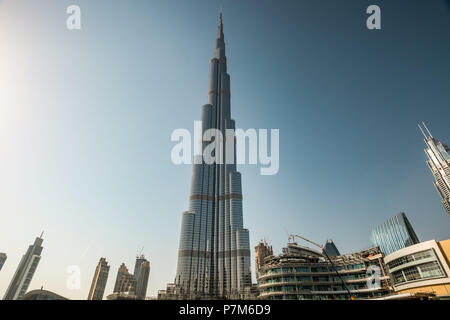 Burj Khalifa, the tallest man made structure in the world at 828 metres, Dubai, United Arab Emirates, Stock Photo