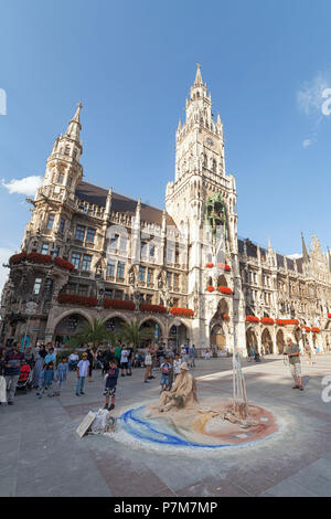 A street artist in Marienplatz, Munich, Bavaria, Germany. Stock Photo