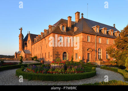 France, Bas Rhin, Mont St Odile, Sainte Odile convent with geographical sundial with 24 faces Stock Photo