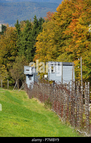 France, Bas Rhin, Natzwiller, Le Struthof former Nazi Concentration Camp, only Nazi run camp on French territory in World War Two, watchtower of compound Stock Photo