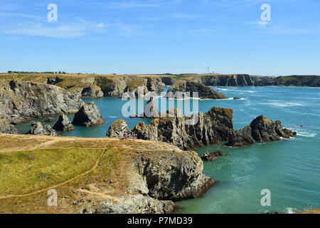 France, Morbihan, Belle Ile en Mer, West coast, wild coast, Port Goulphar Stock Photo