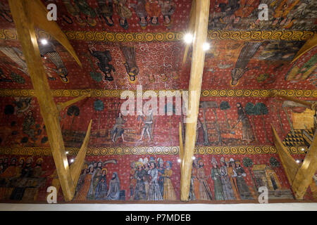 France, Cotes d'Armor, Plougrescant, chapel of St Gonery, painted vault Stock Photo