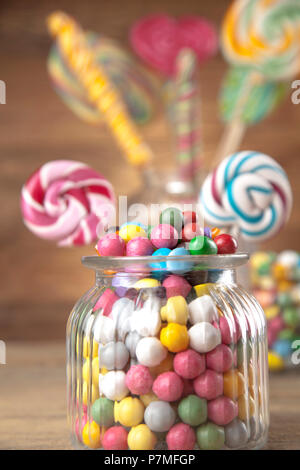 Lollipops and sweet candies of various colors Stock Photo