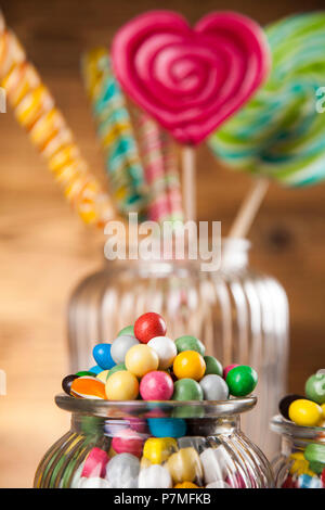 Lollipops and sweet candies of various colors Stock Photo