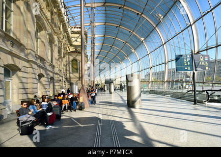 France, Bas Rhin, Strasbourg, glass roof of the railway station by the architect Jean Marie Duthilleul of the architecture firm Arep Stock Photo