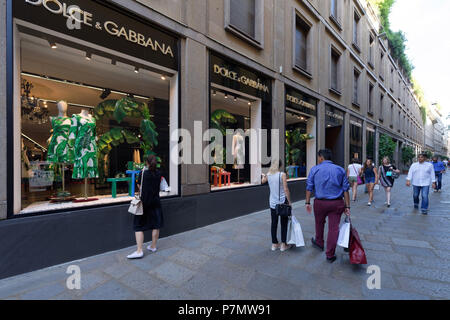 Italy, Lombardy, Milan, Fashion Quadrilateral, Via della Spiga, Dolce and Gabbana Store Stock Photo