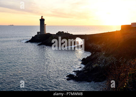 France, Finistere, Iroise Sea, Goulet de Brest, Plouzane, Pointe du Petit Minou, Petit Minou Lighthouse Stock Photo