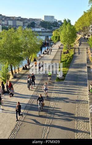 France, Rhone, Lyon, historical site listed as World Heritage by UNESCO, Rhone River banks Stock Photo