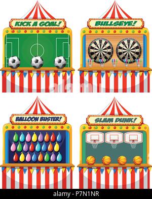 A Set of Fun Fair Game illustration Stock Vector