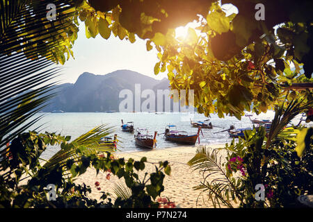 Beautiful landscape of beach at Island Koh Phi Phi in Thailand Stock Photo
