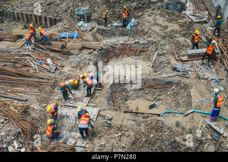 Bangkok,Thailand - May 01,2018 Construction workers are working in the condominium construction area. Stock Photo