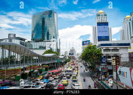 Bangkok,Thailand - May 01,2018 Many people on the Bangkok skyline, Rajdamri Road, Pratunam. Stock Photo