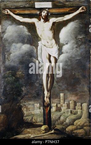 CUADRO DE CRISTO CRUCIFICADO, AUTOR: LUIS TRISTAN, EN EL MUSEO DE SANTA CRUZ, TOLEDO (OLEO SOBRE LIENZO). Stock Photo