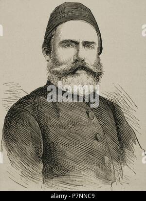 Ahmed Cevdet Pasha (1822-1895). Ottoman scholar, intellectual, bureaucrat, administrator. Portrait. Engraving. 'La Ilustracion Espanola y Americana', 1877. Stock Photo