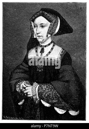 Johanna Seymour, third wife of Henry VIII. After the painting Holbein d. J. in the Belvedere at Vienna,   1899 Stock Photo