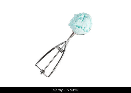 Isolated scoop of turquoise ice cream isolated. Stock Photo