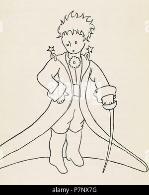Antoine de Saint-Exupe ry (1900-1944). French writer, illustrator and pioneering aviator. The Little Prince. Illustration. Stock Photo