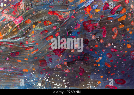 Abstract background, various pigments and dyes create a rich texture, close up. High resolution photo. Stock Photo